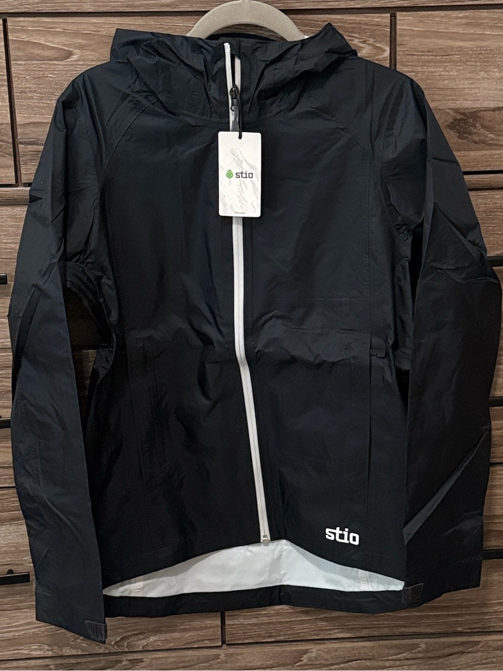 New Stio Rollick Hooded Rain Jacket Size Medium Abyss Black